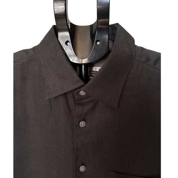 Joseph Abboud 100% Linen Casual Button Up Shirts Bundle Black and White Mens Lg - Picture 3 of 9